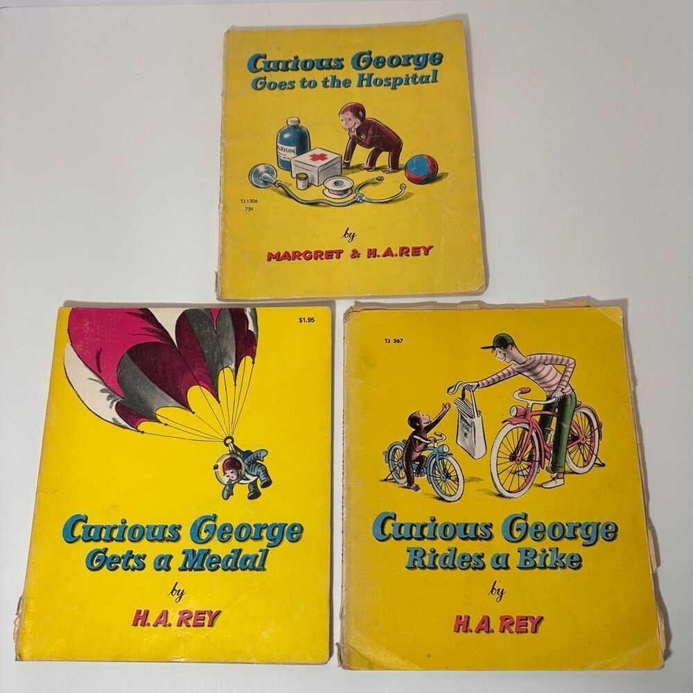 Vintage Curious George Books by H.A. Rey Paperback Books Lot of 3